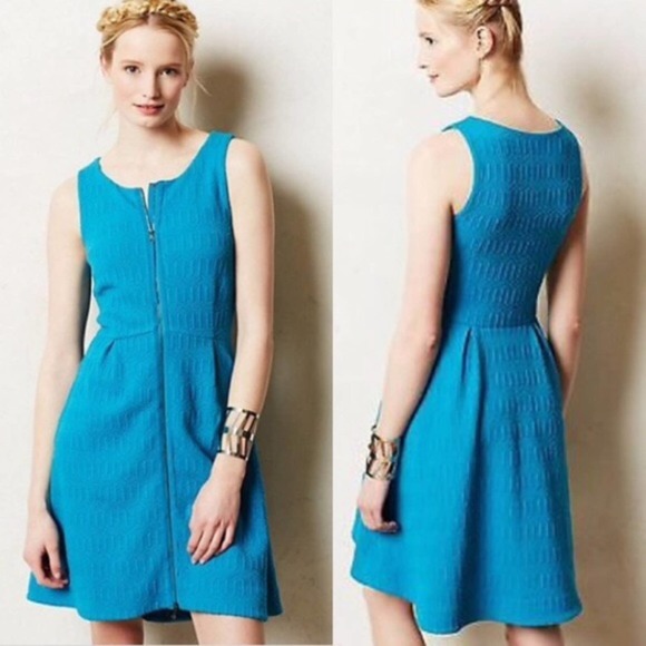 Anthropologie Dresses & Skirts - Anthropologie Leifsdottir Turquoise Blue Textured Tonnelle Zipper Dress